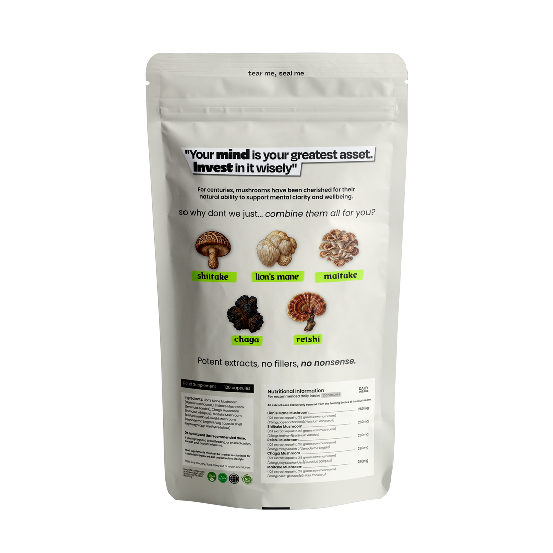 5-in-1 Mushroom Capsules | Cognitive & Vitality Support